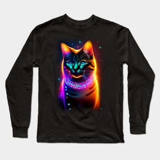 Galaxy Black Cat Coloful Long Sleeve T-Shirt